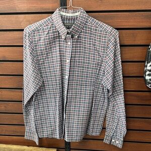Rockies Men's Button-Down Plaid Shirt in Blue and Red